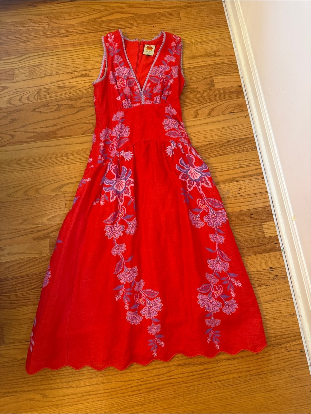 Farm Rio V-Neck Red Maxi Dress